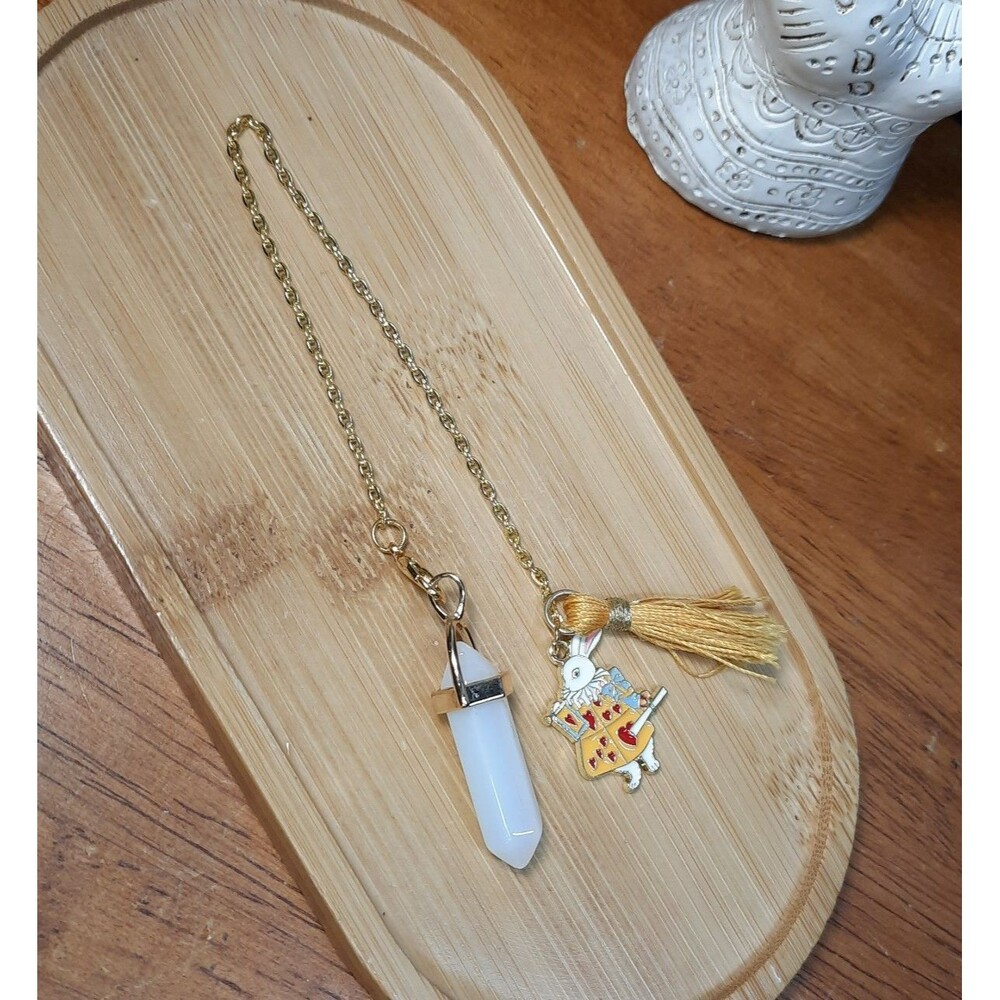 Alice in Wonderland White Rabbit Opal Pendulum